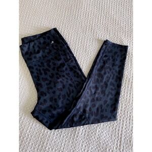 CompressionZ Womens 5XL High Waisted Leopard Print Leggings Navy Charcoal Pocket
